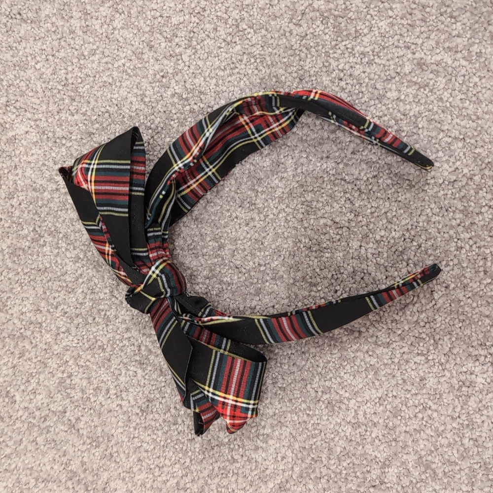 EUC J Crew Plaid Bow Girls Headband